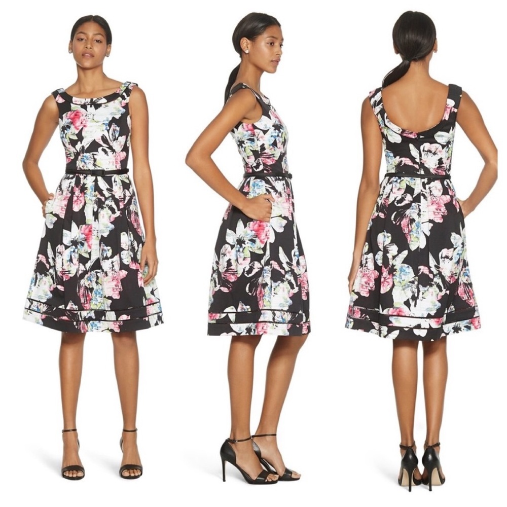 White House Black Market|4| “Faille Firl” in black & parasol pink. NWT.